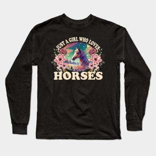 Ride in Style: Just a Girl Who Loves Horses - Equestrian Tee Long Sleeve T-Shirt